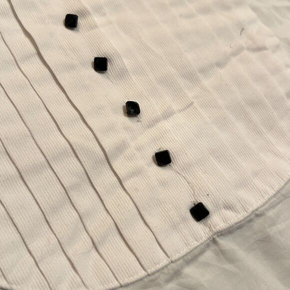 Liz Claiborne Vintage Tuxedo Bib Blouse Size 6 White High Collar Pleated 80s 90s - Picture 5 of 9